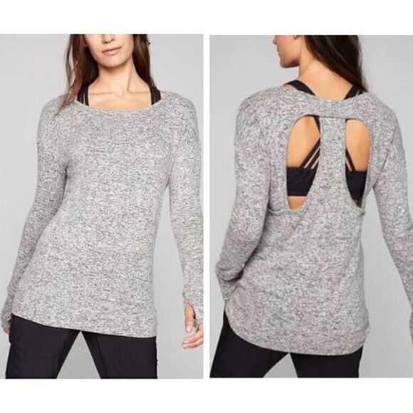 Athleta Tops - Athleta Luxe Cut Out Pose Top Grey Women’s Size Small
